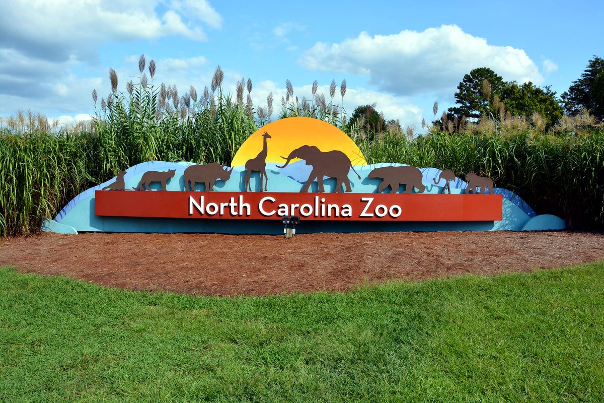 The North Carolina Zoo entrance sign in Asheboro